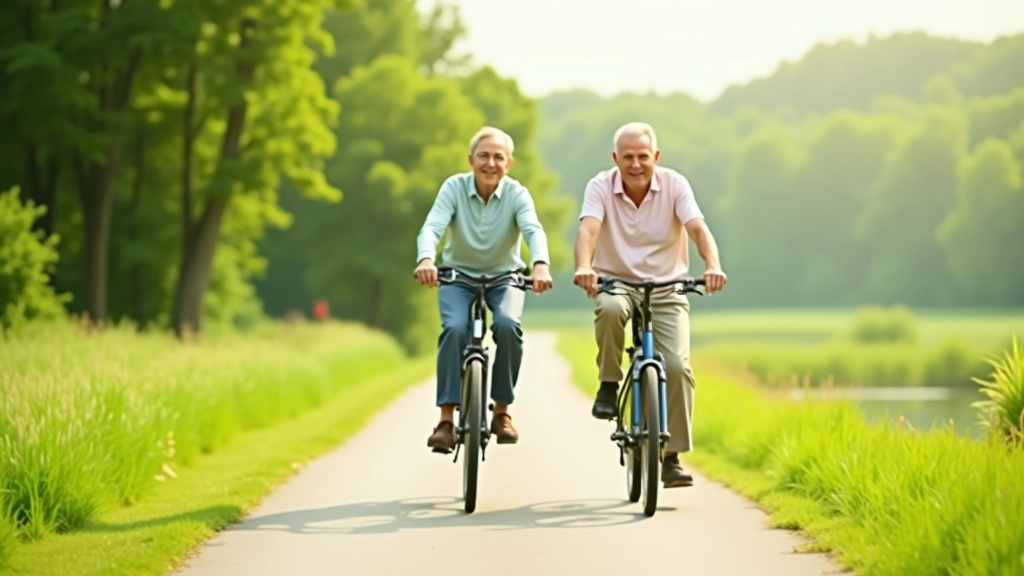 Seniori velobraucējā uz plakanā maršruta Latvijā